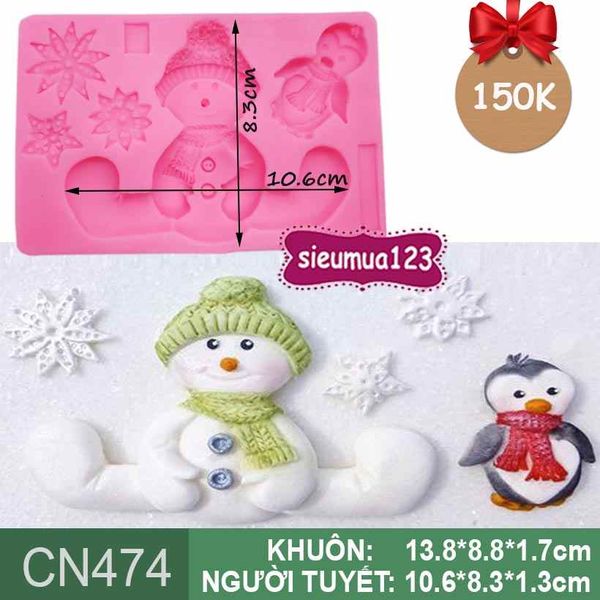 Khuôn silicon Người Tuyết Ngồi 10,6cm ( CN474 ) CÒN 1