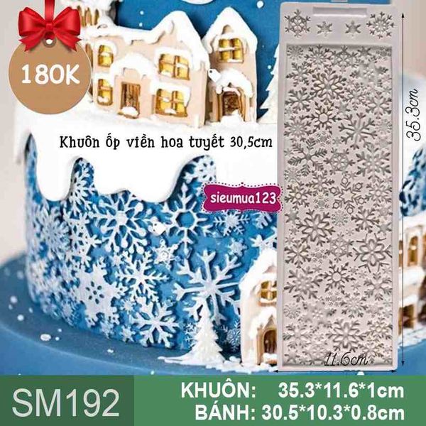 Khuôn silicon ốp viền hoa tuyết giáng sinh 30,5cm ( SM192 )