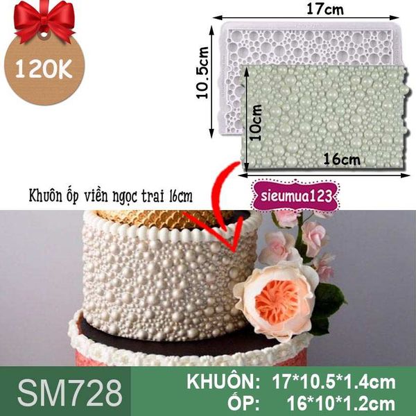 Khuôn silicon ốp viền ngọc trai 16cm ( SM728 )