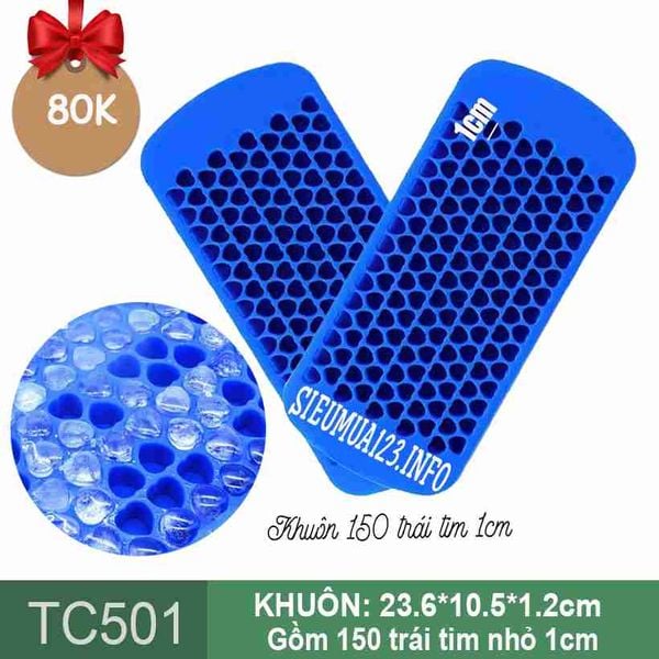 Khuôn silicon chip chip 150 trái tim nhỏ 1cm ( TC501 )