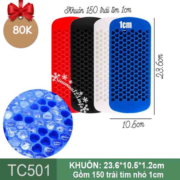 Khuôn silicon chip chip 150 trái tim nhỏ 1cm ( TC501 )