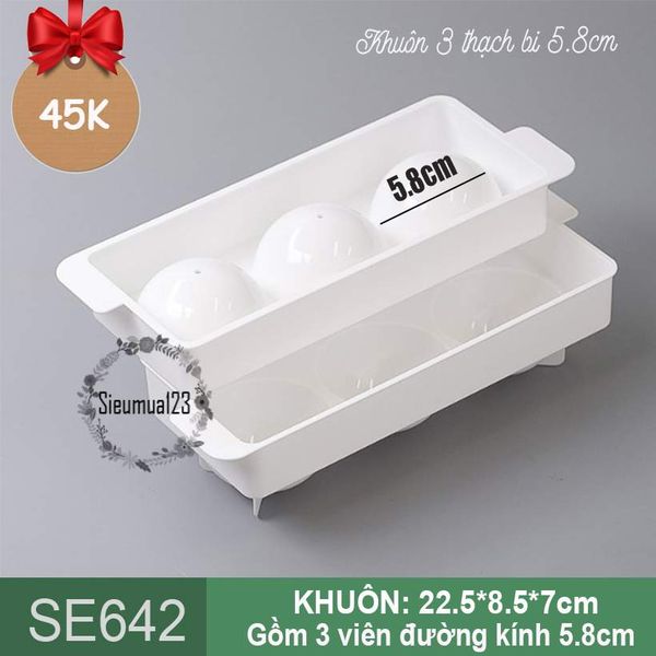 Khuôn thạch bi mochi nhựa 3 viên 5,8cm HPL80 ( SE642 )