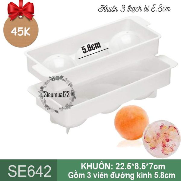 Khuôn thạch bi mochi nhựa 3 viên 5,8cm HPL80 ( SE642 )