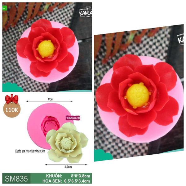 Khuôn rau câu silicon hoa sen cánh mỏng 6,5cm ( SM835 )
