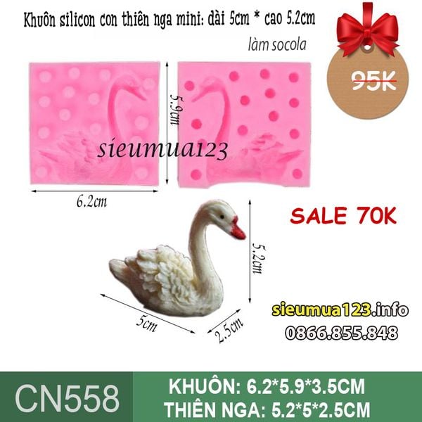 Khuôn silicon Thiên Nga 2 mảnh 5,2cm làm socola ( CN558 )