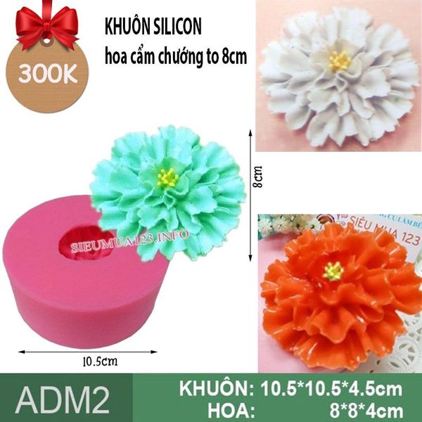 Khuôn silicon hoa cẩm chướng 8cm làm rau câu ( ADM2 )