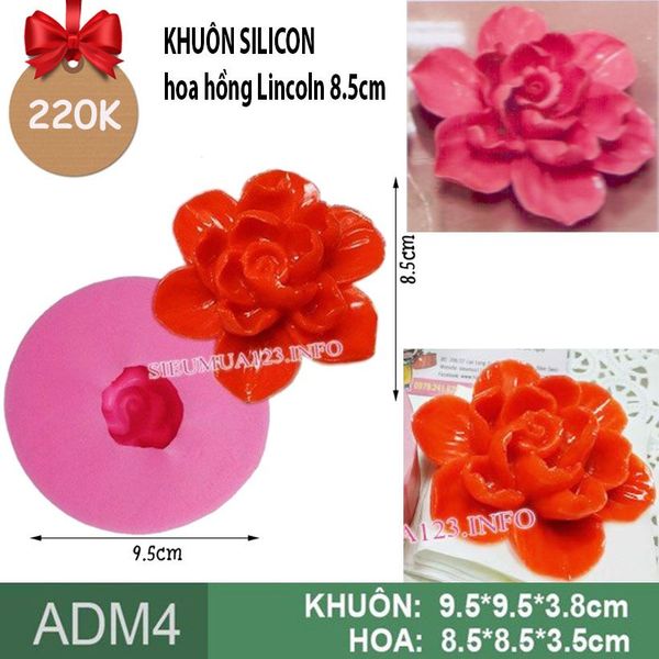 Khuôn silicon Hoa Hồng Đỏ Lincoln 8,5cm làm rau câu ( ADM4 )