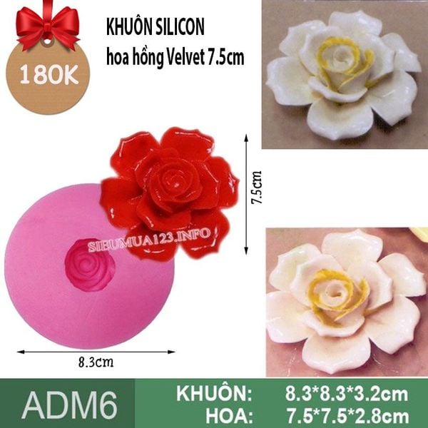 Khuôn silicon Hoa Hồng Đỏ Velvet 7,5cm làm rau câu ( ADM6 )