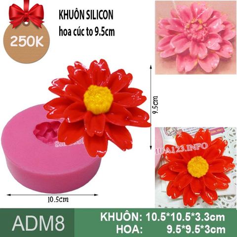 Khuôn silicon Hoa Cúc Đỏ 9.5cm làm rau câu ( ADM8 )