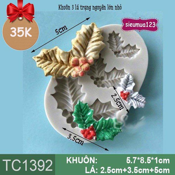 Khuôn silicon làm rau câu 3 lá trạng nguyên ( TC1392 )