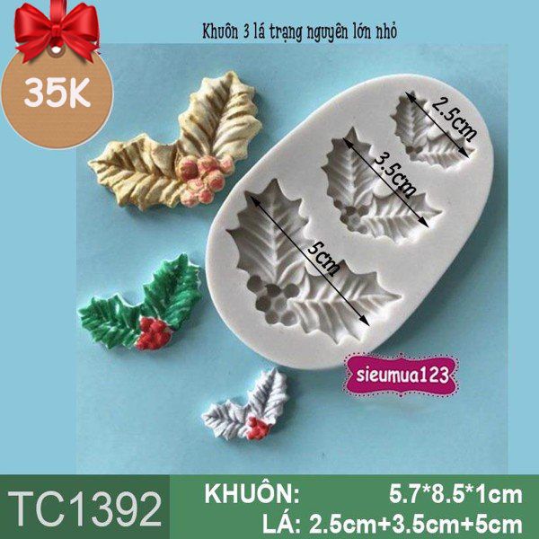 Khuôn silicon làm rau câu 3 lá trạng nguyên ( TC1392 )