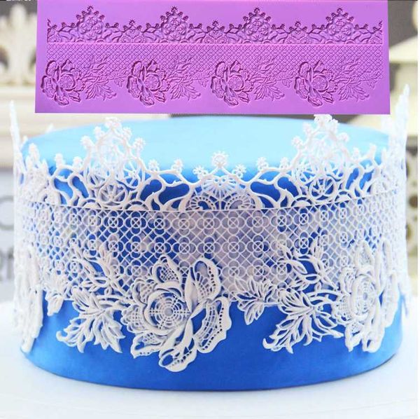 Silicon Fondant Lace Hoa Hồng Nghiêng Vương Miện Size 35*11cm ( TC297 )