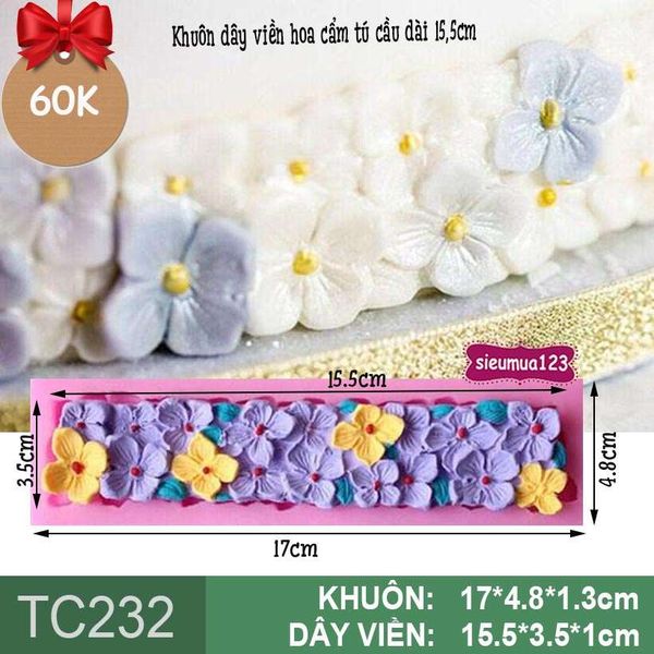 Khuôn silicon dây viền cẩm tú cầu 15,5cm ( TC232 )