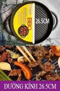 Chảo Gang Nướng BBQ Tròn 26.5cm-  CHỈ BÁN TẠI SHOP, KO SHIP
