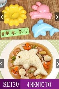 Bộ 4 khuôn bento siêu to hình thỏ hoa cá heo ( SE130 )