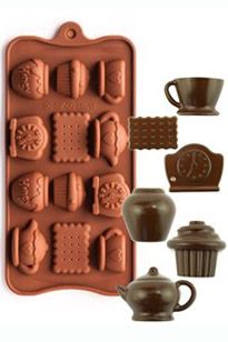 Khuôn làm socola silicon : Khuôn 12 Tách Trà Bánh ( SC12 )