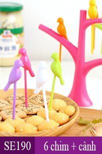 Bộ 6 nĩa ghim hoa quả hình chim trên cành ( SE190 )