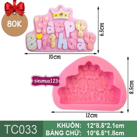 Khuôn Silicon Làm Rau Câu 4d Chữ Happy Birthday Vương Miện 10cm ( TC033 )