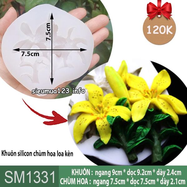 Khuôn silicon chùm hoa loa kèn Lys 7,5cm ( SM1331 )