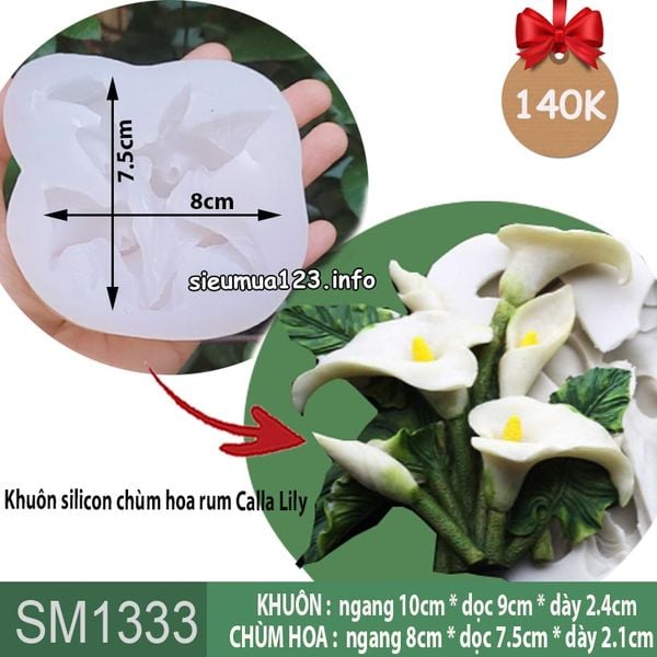 Khuôn silicon chùm hoa rum Calla Lily 8cm ( SM1333 )