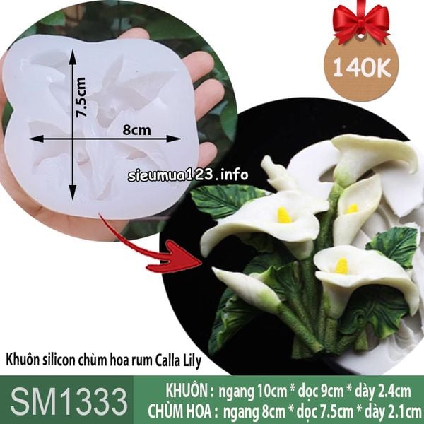 Khuôn silicon chùm hoa rum Calla Lily 8cm ( SM1333 )