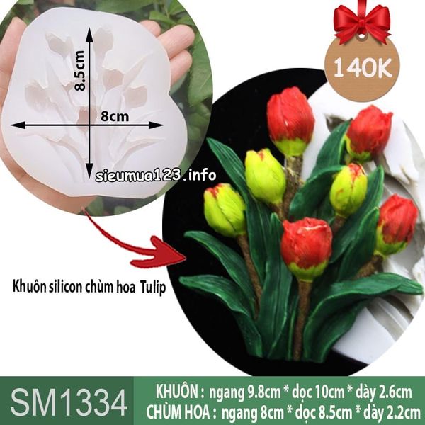 Khuôn silicon chùm hoa Tulip 8,5cm ( SM1334 )