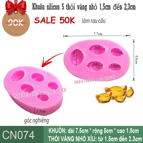 Khuôn silicon 5 thỏi vàng nhỏ 1,5cm đến 2,3cm ( CN074 )