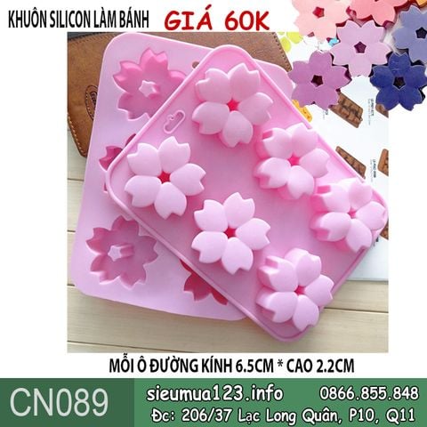 Khuôn silicon 6 hoa anh đào 6,5cm  ( CN089 )