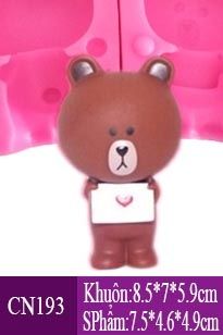 Khuôn silicon con gấu Brown đứng cao 7,5cm ( CN193 )