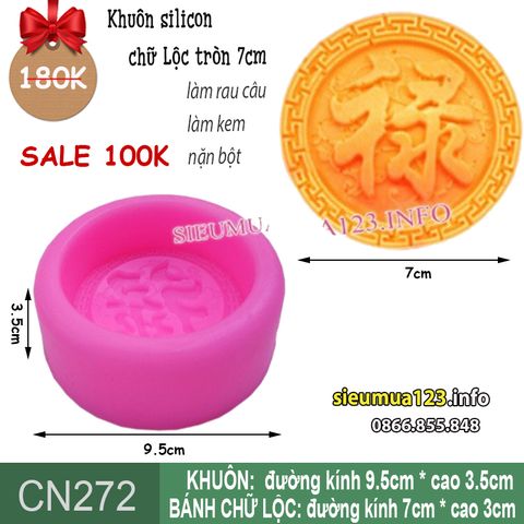 Khuôn silicon chữ Lộc tròn 7cm ( CN272 )
