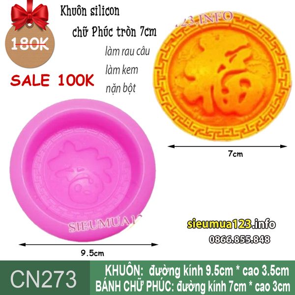 Khuôn silicon chữ Phúc tròn 7cm ( CN273 )