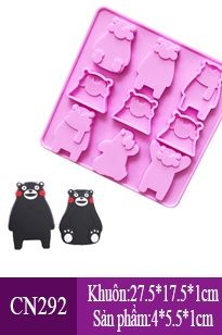 Khuôn silicon 9 gấu kumamon 4,3cm- 5,8cm ( CN292 )