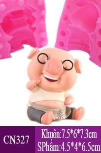 Khuôn silicon con heo cười nghiêng 6,5cm ( CN327 ) CÒN 2 CON