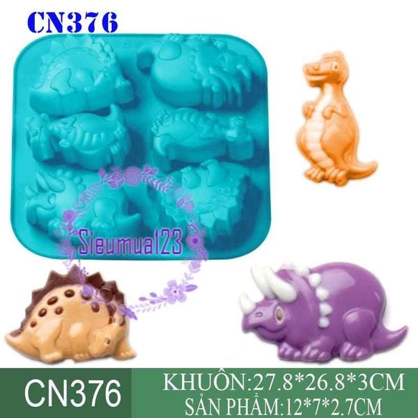 Khuôn silicon 6 con khủng long lớn 11cm ( CN376 )
