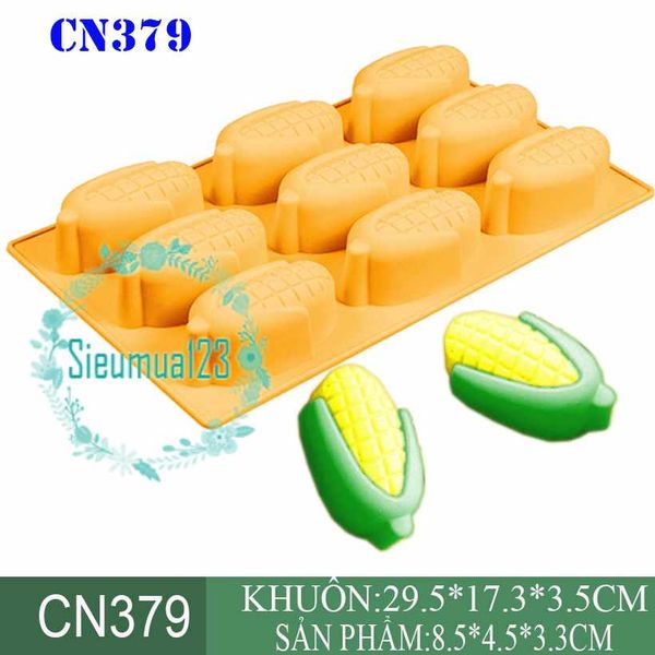 Khuôn silicon 9 trái bắp to 8,5cm ( CN379 )