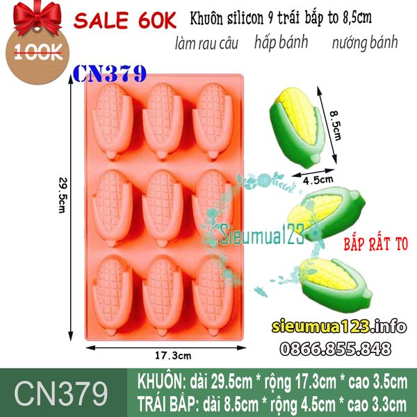 Khuôn silicon 9 trái bắp to 8,5cm ( CN379 )