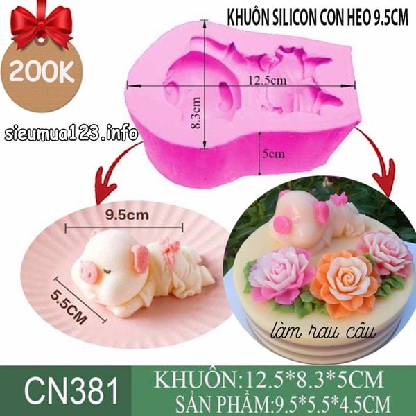Khuôn silicon làm rau câu con heo nằm ngủ tắm tiên 9,5cm ( CN381 ) 345gr