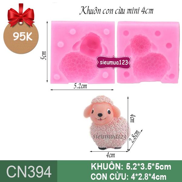 Khuôn silicon con cừu mini 4cm ( CN394 )