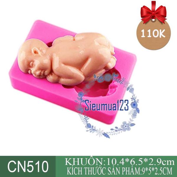 Khuôn silicon em bé baby nằm chu mông lớn ( CN510 )