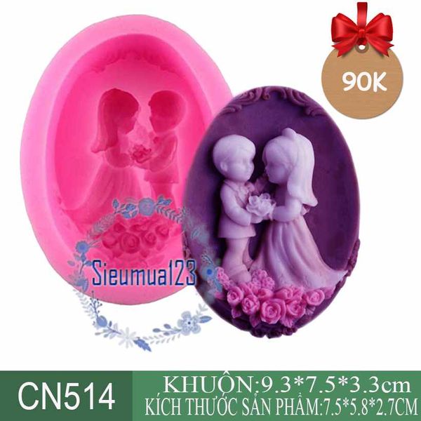Khuôn silicon làm rau câu cô dâu chú rể kết hôn trên bãi biễn ( CN514 )