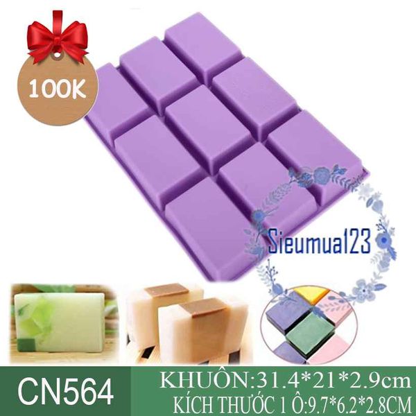 Khuôn rau câu silicon 4d : Khuôn 9 ô chữ nhật ( CN564 )