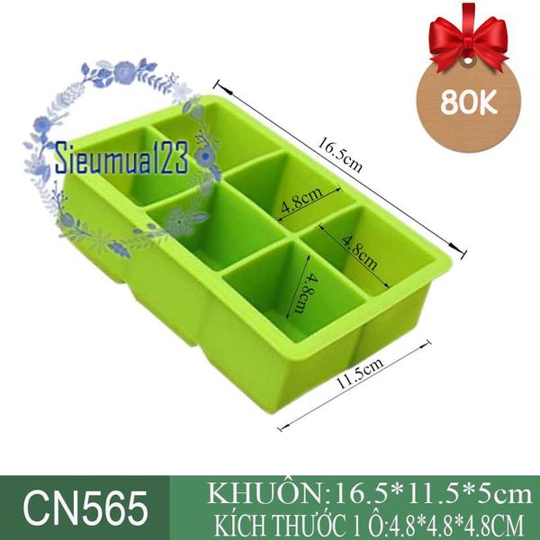 Khuôn silicon 6 ô vuông 4,8cm ( CN565 )