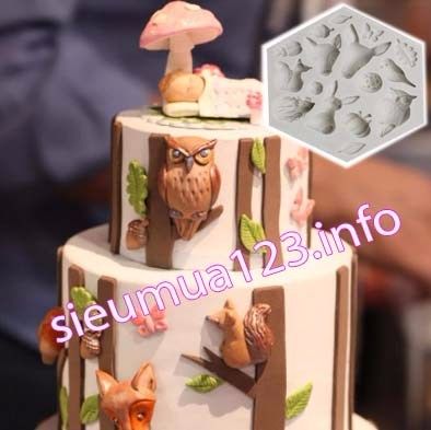 Khuôn rau câu silicon 4d : Khuôn Thú Rừng Amazon Con Nai Con Sóc Con Thỏ ( TC895 )