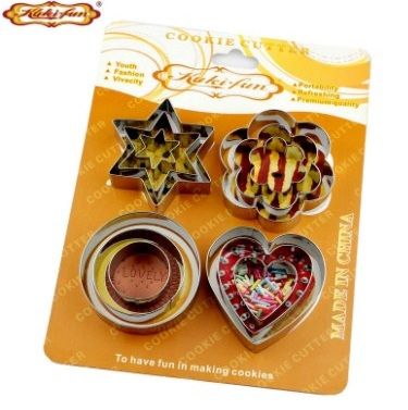 Bộ Cookie cutter 4 loại nhỏ (tim,hoa,tròn,sao) dày) ( TC1051 )