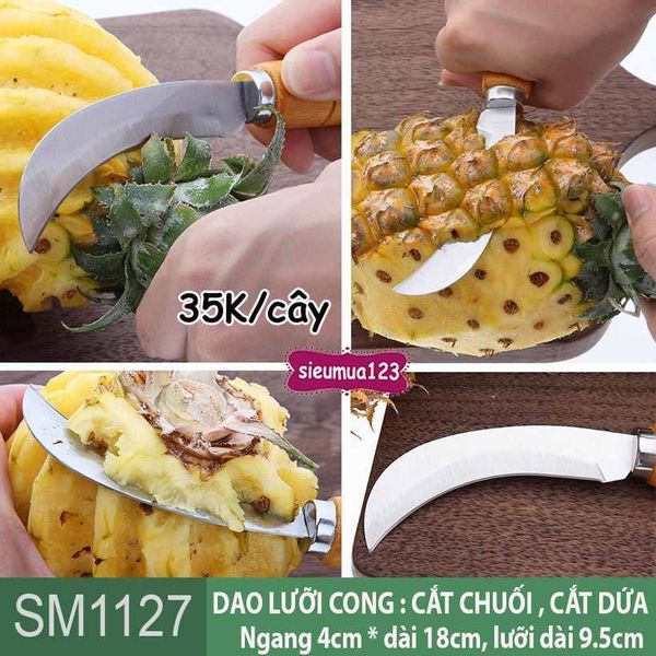 Dao cắt chuối , cắt dứa cán cam 18cm ( SM1127 )