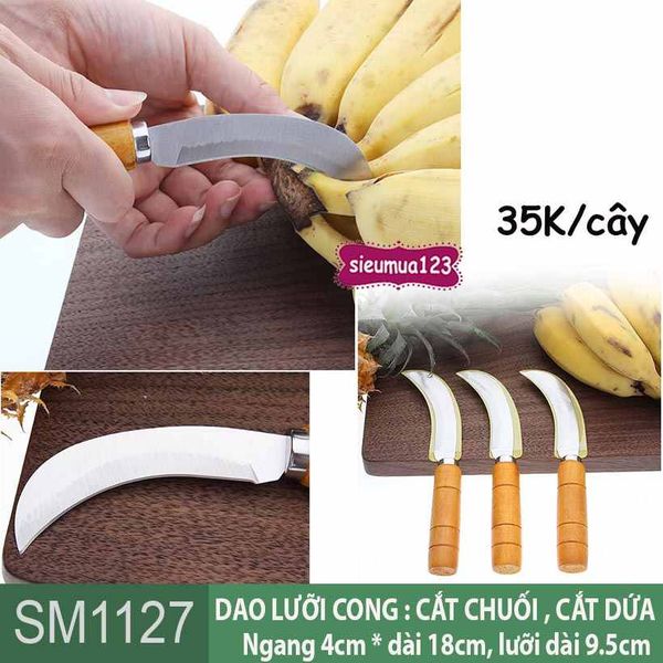 Dao cắt chuối , cắt dứa cán cam 18cm ( SM1127 )
