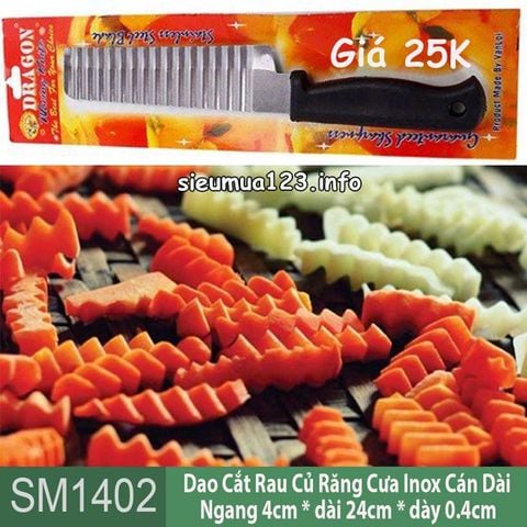 Dao Chận Lỡ Rau Củ Răng Cưa Inox Cán Dài ( SM1402 )