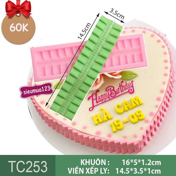 Khuôn silicon dây viền xếp ly 14,5cm ( TC253 )