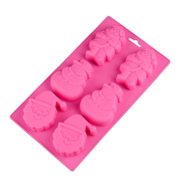 Khuôn silicon 6 ông già Noel và người tuyết to 7,5cm - 9cm ( CN306 )