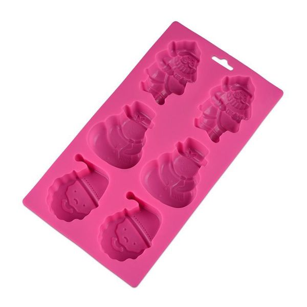 Khuôn silicon 6 ông già Noel và người tuyết to 7,5cm - 9cm ( CN306 )